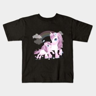 hand drawn cute unicorn mother daughter tshirt Kids T-Shirt